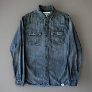 White Mountaineering Snap Shirt Size 2 Black Denim Outdoors Streetwear Utility